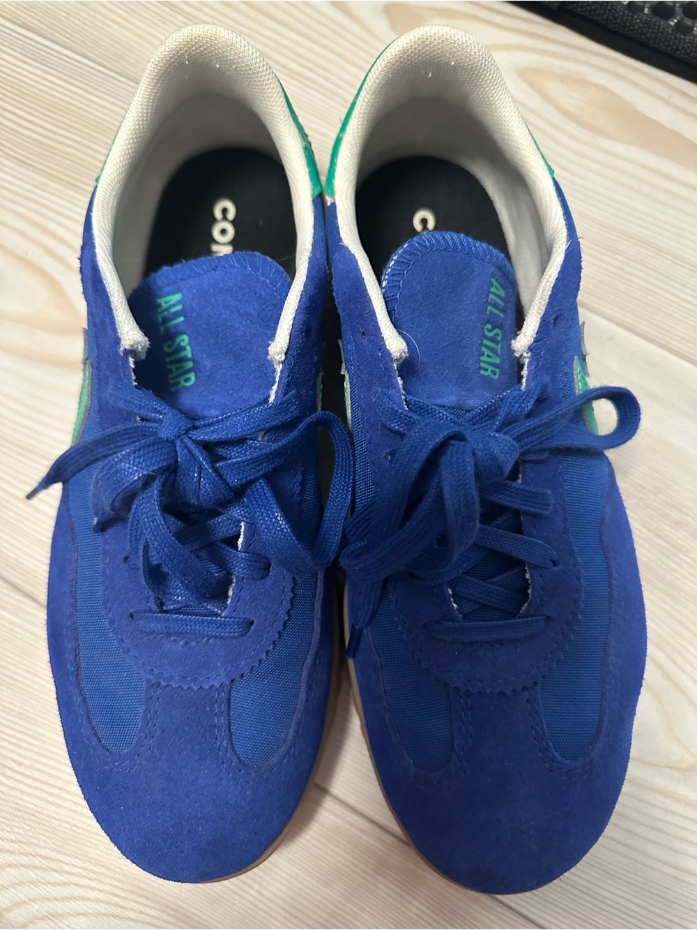 Converse Royal Blue Suede and Canvas Sneakers with Green Accents